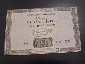 1792 France billet de 10 livres série 10273 disponible aux enchères