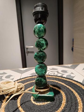 Rare et ancien pied de lampe en malachite et bronze, Enlèvement ou Envoi, Utilisé