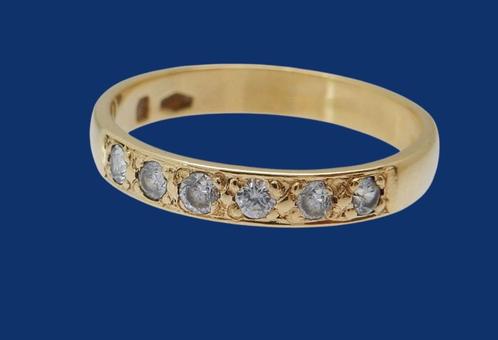 18k Gouden Prinses Diana Lady Di Ring 22 Diamanten Saffier, Handtassen en Accessoires, Ringen, Nieuw, Dame, Kleiner dan 17, Goud