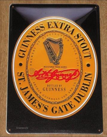 GUINNESS BIER : Metalen Bord Guinness Extra Stout beschikbaar voor biedingen