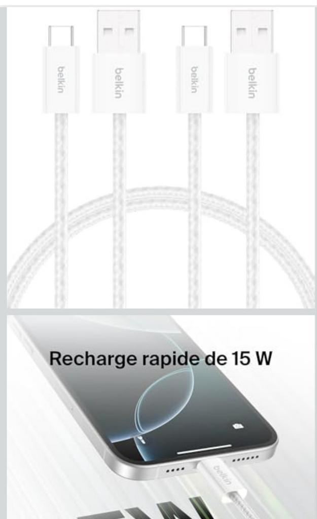USB-A-naar-USB-C-kabel (verpakking van 2), Telecommunicatie, Mobiele telefoons | Telefoon-opladers, Nieuw, Ophalen of Verzenden
