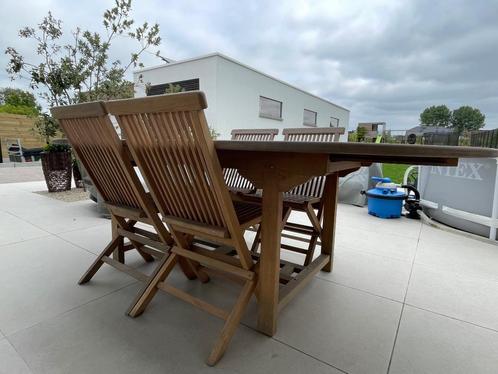 Tuintafel teak met 6 stoelen, Tuin en Terras, Tuintafels, Zo goed als nieuw, Ovaal, Teakhout, Ophalen