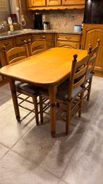 Massief eiken tafel met 4 stoelen, Huis en Inrichting, Complete eetkamers, Ophalen, Zo goed als nieuw