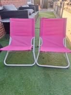 2 roze strandstoelen, Enlèvement