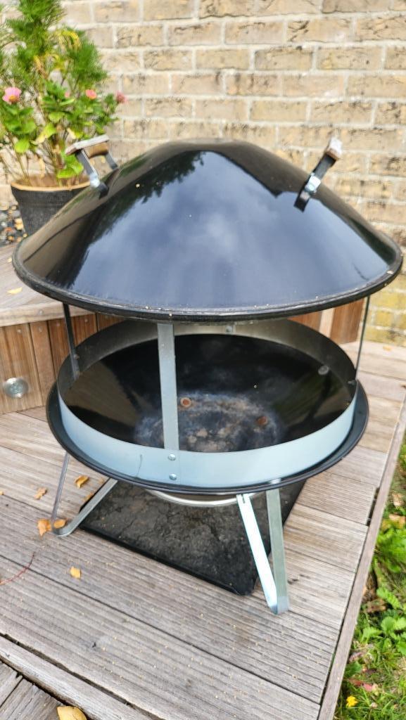 Weber Terras Vuurschaal - Vuurkorf - met houtkorf, Tuin en Terras, Vuurkorven, Gebruikt, Vuurkorf, Ophalen