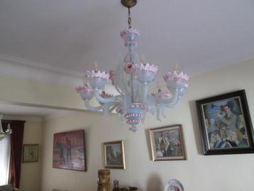 Lustre Murano roos & blauw, Enlèvement, Comme neuf
