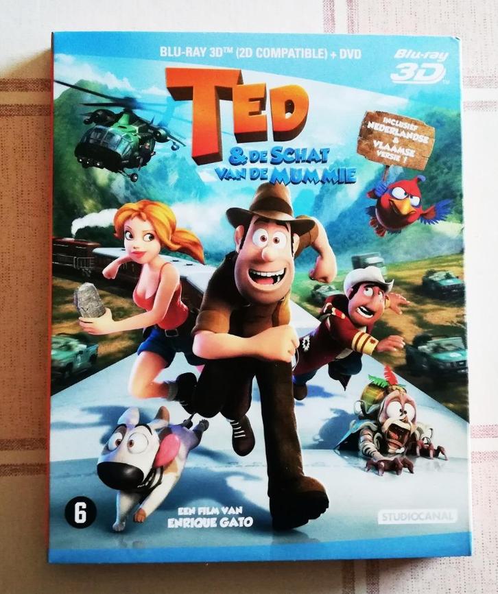 Ted en de schat van de mummie - Blu-ray 3D / 2D + DVD, Cd's en Dvd's, Blu-ray, Zo goed als nieuw, Tekenfilms en Animatie, 3D, Ophalen of Verzenden