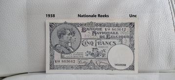 5 francs Série nationale 1938 - Unc, Envoi, Billets en vrac