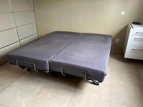 eenpersoonsbed x 2, Huis en Inrichting, Slaapkamer | Bedden, Zo goed als nieuw, Eenpersoons, 90 cm, 200 cm, Metaal, Grijs, Verstelbaar