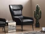 Fauteuil in zwart buffelleder, Ophalen of Verzenden, Nieuw, Leer, Vindage model