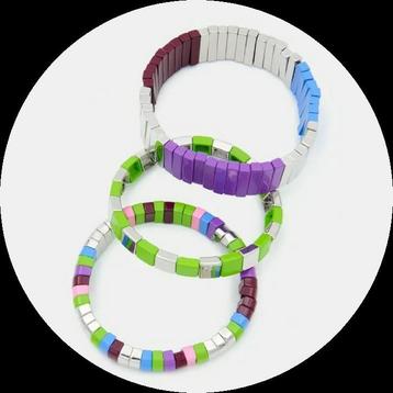 3 delige armbanden set zilver groen paars  beschikbaar voor biedingen