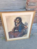pastel femme signe jean colin, Antiek en Kunst, Ophalen of Verzenden
