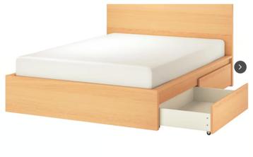 IKEA MALM lit 160x200 cm, Beige, Comme neuf, Enlèvement, 200 cm