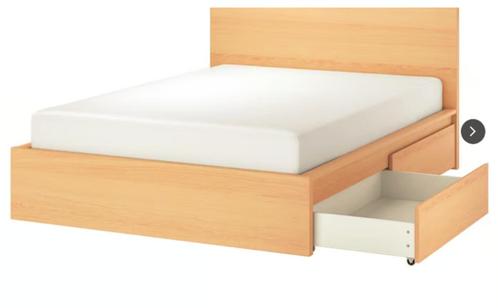 IKEA MALM bed 180x200 cm, Huis en Inrichting, Slaapkamer | Bedden, Zo goed als nieuw, Tweepersoons, 180 cm, 200 cm, Hout, Beige