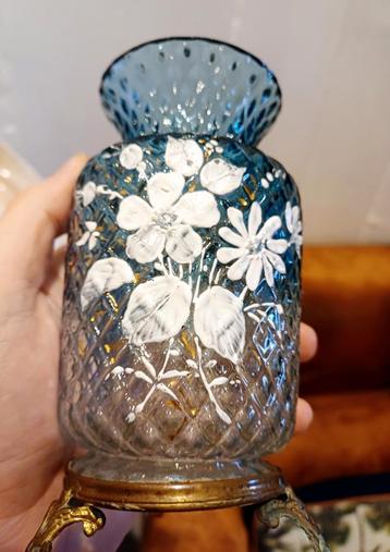 Vase ancien en verre bleu, Enlèvement ou Envoi