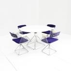 Set van 4 Rudi Verelst ‘Delta’ eetkamer stoelen en eettafel, Quatre, Tissus, Utilisé, Autres couleurs