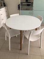 Ronde tafel + 4 stoelen, Maison & Meubles, Comme neuf, 100 à 150 cm, 100 à 150 cm, Rond