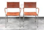 2 stoelen Miss B van Tito Agnoli, Gebruikt, Twee, Bruin, Ophalen of Verzenden