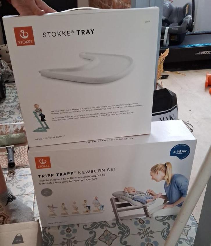 Newborn set + tray TrippTrapp, Kinderen en Baby's, Kinderstoelen, Zo goed als nieuw, Meegroeistoel, Aanschuifbaar, Afneembaar eetblad
