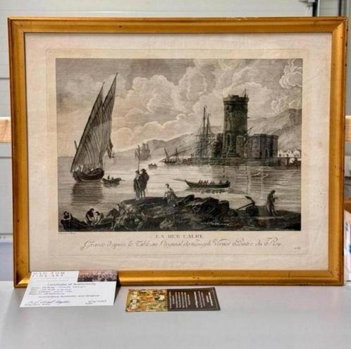 Claude Joseph Vernet (1714-1789) La Mer Calme Engraving ART, Antiek en Kunst, Kunst | Etsen en Gravures, Ophalen of Verzenden