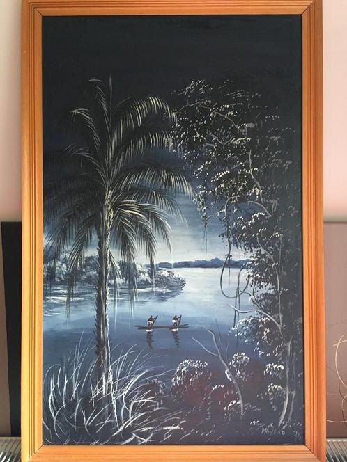 Belle peinture africaine Majeko 1975, Antiek en Kunst, Kunst | Schilderijen | Klassiek, Ophalen