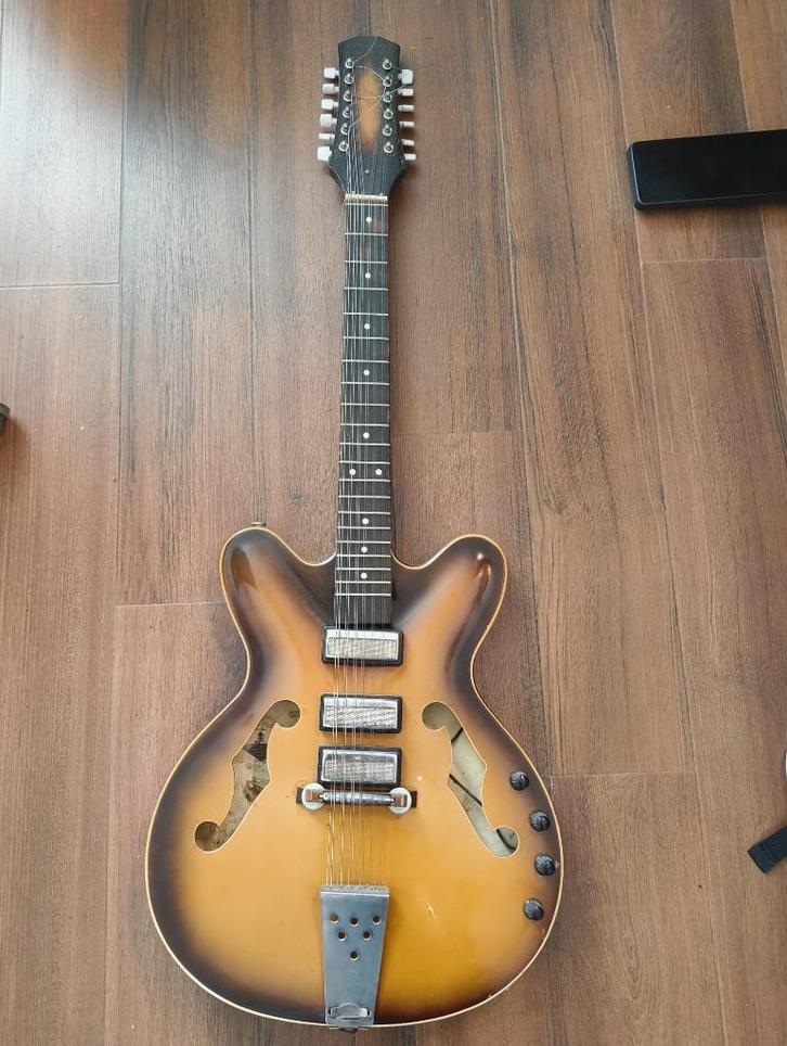 12-string gitaar soviet USSR jaren 60/70 semi akoestisch, Muziek en Instrumenten, Snaarinstrumenten | Gitaren | Elektrisch, Gebruikt