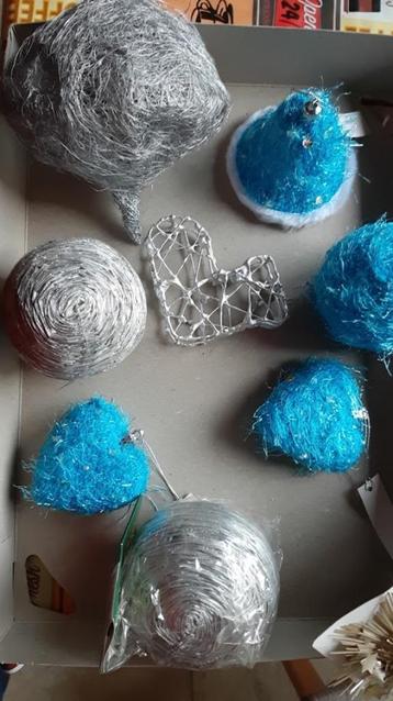 Leuke originele kerstversiering zilver & turquoise 10 stuks