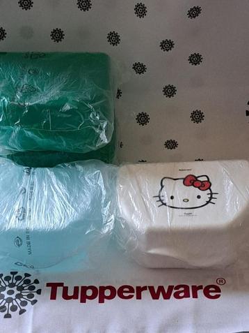 Tupperware nieuwe lunchbox/speeltijddoos groen/blauw/wit