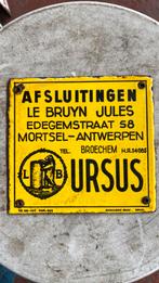 Emaille bord ‘Ursus’ afsluitingen 1952, Ophalen of Verzenden