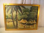 Mooi Geschilderd Werk 'Hutjes en Palmbomen' - gesigneerd, Antiek en Kunst, Ophalen of Verzenden