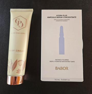 Lot 7 ampoules Hydra Plus BABOR + crème corps CENT PUR CENT beschikbaar voor biedingen