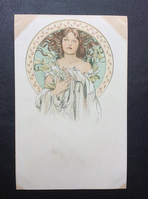 Alphonse Mucha Originele Briefkaart Ansichtkaart art nouveau, Antiek en Kunst, Kunst | Overige Kunst, Verzenden