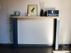 Sidetable, muurtafel eik met stalen poten, Huis en Inrichting, Ophalen, Metaal of Aluminium, Nieuw, 75 cm of meer