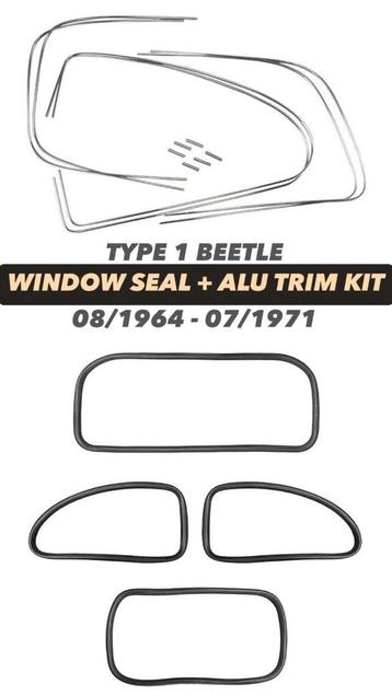 VW Kever Raamrubberset en aluminium sierlijst 1965 - 1971 beschikbaar voor biedingen