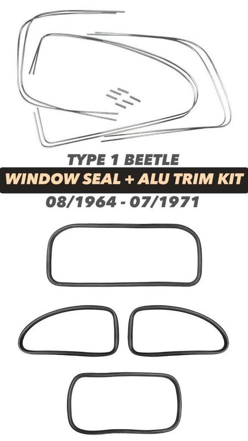 VW Kever Raamrubberset en aluminium sierlijst 1965 - 1971, Auto diversen, Auto-accessoires, Nieuw, Ophalen of Verzenden