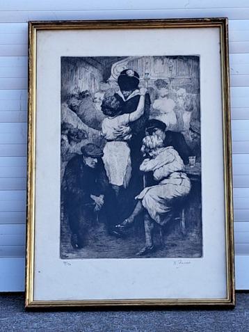 gravure salle de danse signe kurt peiser beschikbaar voor biedingen