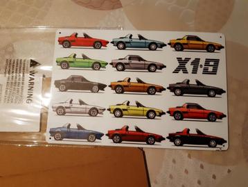 Fiat x1/9 metalen bord  beschikbaar voor biedingen