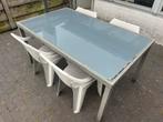 Glazen Tuintafel, Tuin en Terras, Tuinsets en Loungesets, Ophalen, Zo goed als nieuw