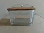 Originele, vintage ZOUTDOOS  met houten deksel, Ophalen of Verzenden, Gebruikt, Glas
