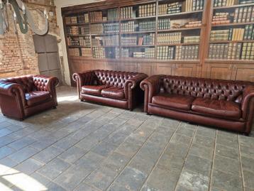 Prachtige originele 3+2+1  Springvale chesterfield, Huis en Inrichting, Ophalen of Verzenden, Gebruikt, Leer