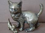 Figurine de chat ancienne figurines de chat en cuivre 1930, Collections, Animal, Utilisé, Enlèvement ou Envoi