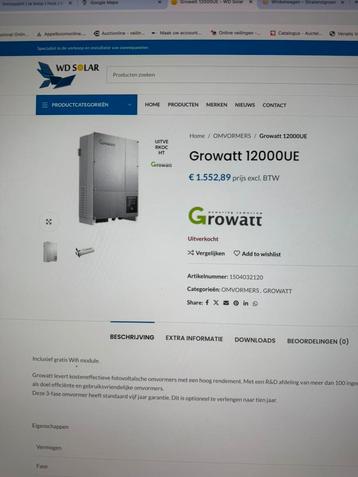 Omvormer growatt 12000ue, Doe-het-zelf en Bouw, Zonnepanelen en Toebehoren, Ophalen, Nieuw