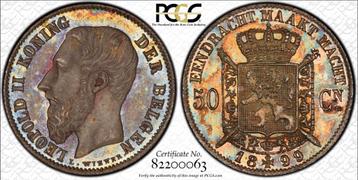 Belgium 50 Cents 1899 Vlaams MS66 Topstuk!!! beschikbaar voor biedingen