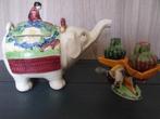 porcelaine ancienne Théière éléphant & Ane poivre & sel, Enlèvement