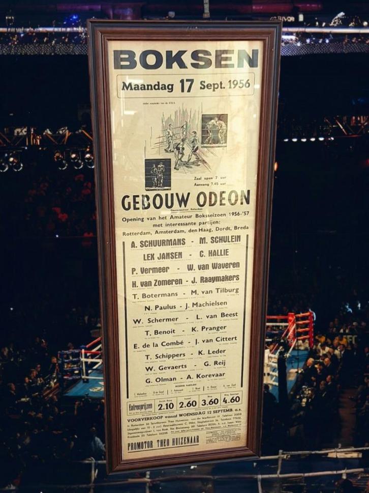 XXL boks poster, boks affiche van bokswedstrijden uit 1956, Verzamelen, Posters, Gebruikt, Sport, A1 t/m A3, Rechthoekig Staand