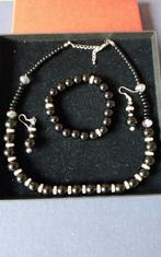 Ketting, armband en oorbellen, Kunststof, Verstelbaar, Zwart, Nieuw