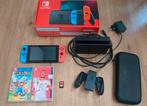 Nintendo Switch V2 complete set met 3 spellen, Ophalen of Verzenden, Zo goed als nieuw