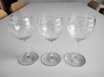 Set van 3 antieke glazen met geslepen kristallen steel., Antiek en Kunst, Antiek | Glaswerk en Kristal, Ophalen of Verzenden