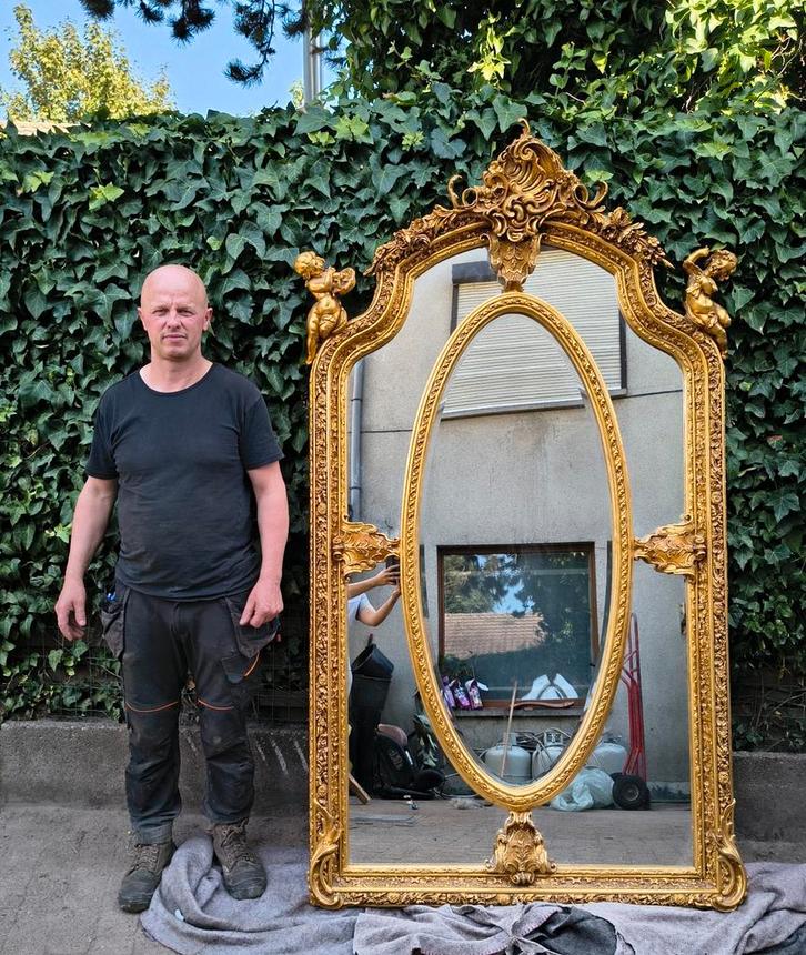 Grote Baroque Spiegel H 2m20 B 1m20 Te Koop Intermassa BV, Antiek en Kunst, Antiek | Spiegels, Ophalen