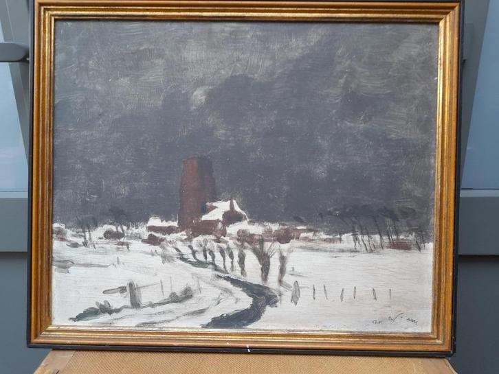 schilderij, winterlandschap, Lissewege (?), Antiek en Kunst, Kunst | Schilderijen | Klassiek, Ophalen
